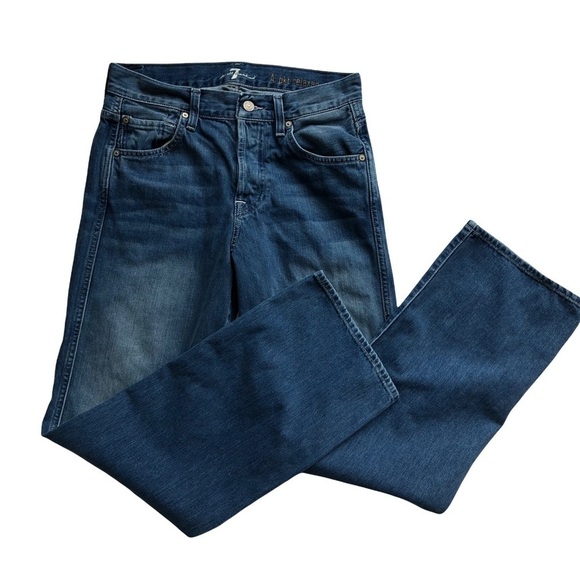 7 For All Mankind A Pocket Straight Leg Button Fly Jeans Size 29 - Picture 2 of 11